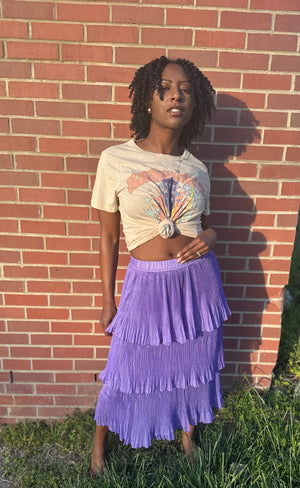 Purple Pleated Tiered Skirt